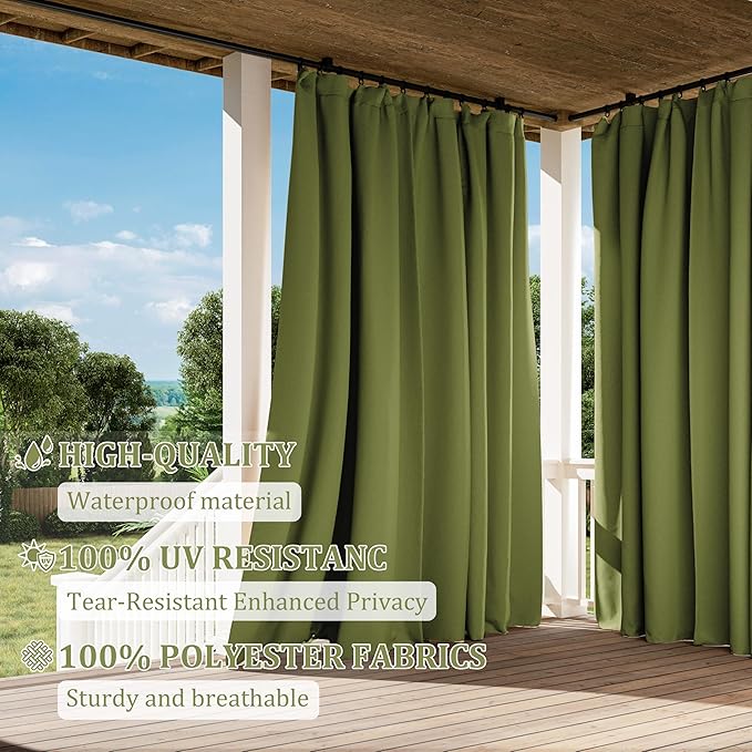 Gazebo Universal Replacement Privacy Curtain,12'×16' Gazebo Outdoor Waterproof Curtains, 4-Panels Sidewall Curtains with Double Zipper for Patio Canopy, Garden and Backyard (Curtain Only)