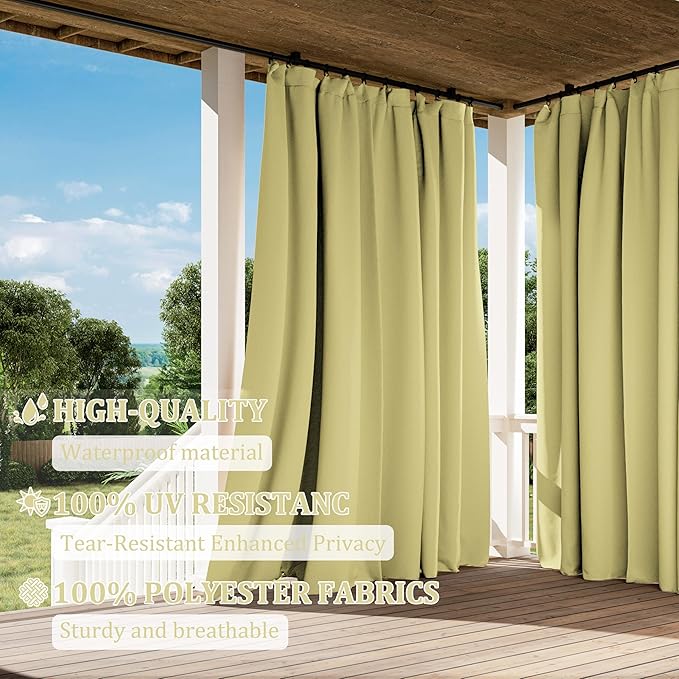 Gazebo Universal Replacement Privacy Curtain,12'×12' Gazebo Outdoor Waterproof Curtains, 4-Panels Sidewall Curtains with Double Zipper for Patio Canopy, Garden and Backyard (Curtain Only)