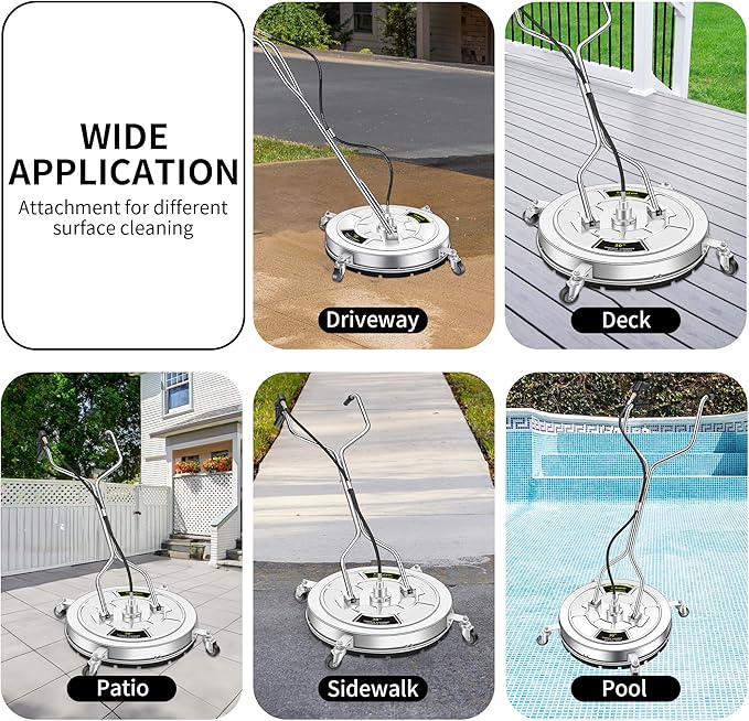 30" Pressure Washer Surface Cleaner Max with 4 Wheels, Stainless Steel Commercial Surface Cleaner for Pressure Washer, Dual Handle Power Washer Surface Cleaner for Concrete Driveway, 4500 PSI