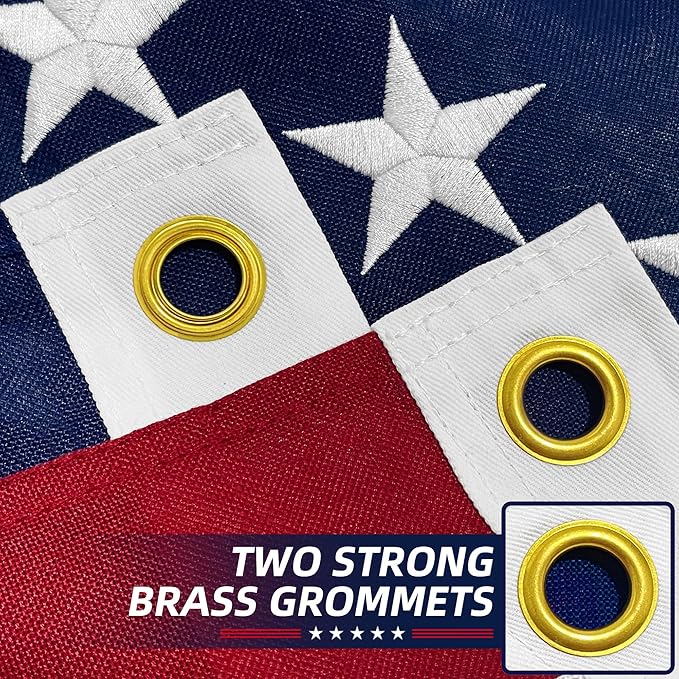 Premium American Flag 4x6 Ft TearProof Series for Outside, Heavy Duty Outdoor，Longest Lasting, Super Tough Fade Resistant Spun Polyester, High Wind US Outdoor Flags Embroidered Stars, Sewn Stripes, Brass Grommets