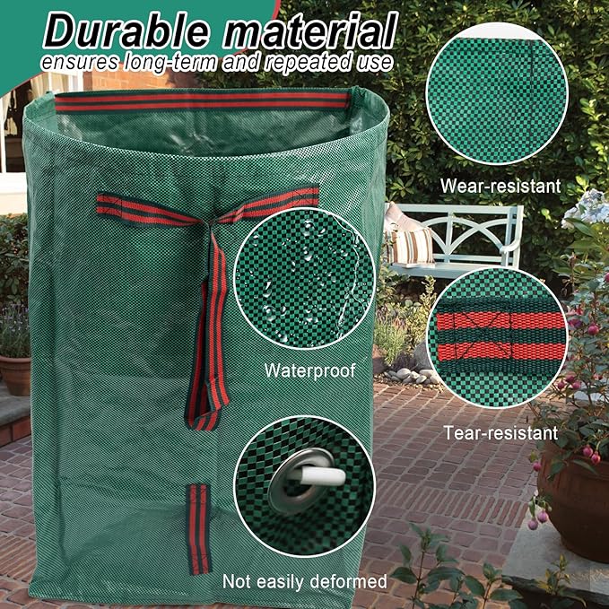 53 Gallon 1/2/3-Pack Leaf bags,Large Yard Dustpan-Type Reusable Lawn Yard Waste Bags,Foldable Garden Leaf Collector Bags for Leaves,Debris,Clippings,Lawn Trash