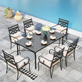 Sophia & William Outdoor Patio Dining Set for 6, Outdoor Table and Chairs, Removable Seat Cushions, 6 Patio Dining Chairs, 64" Black Patio Dining Table