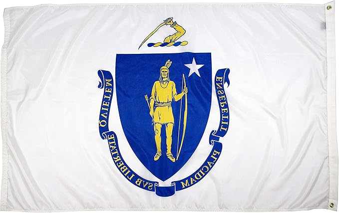 FlagSource Massachusetts Nylon State Flag, Made in the USA, 3x5'