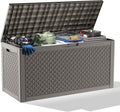 New 100 GallonOutdoor Storage Box,Resin Deck Boxes Waterproof, IndoorOutdoor Bin for Package Delivery, Patio Cushions, Gardening Tools, Lockable, UV Resistant
