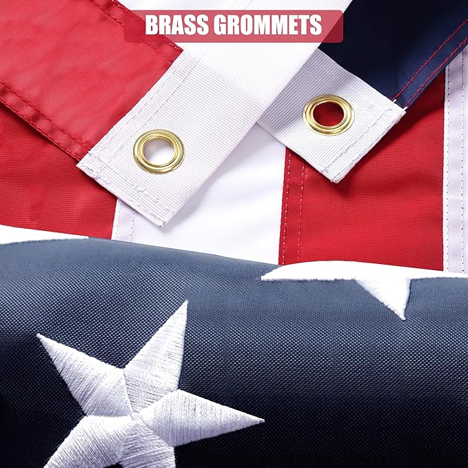 American Flag 10x15 Ft, Outdoor Premium US Flags, Heavy Duty Durable, 420D Polyester, Embroidered Stars, Brass Grommets