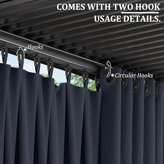 Gazebo Universal Replacement Privacy Curtain,10'×12' Gazebo Outdoor Waterproof Curtains, 4-Panels Sidewall Curtains with Double Zipper for Patio Canopy, Garden and Backyard (Curtain Only)