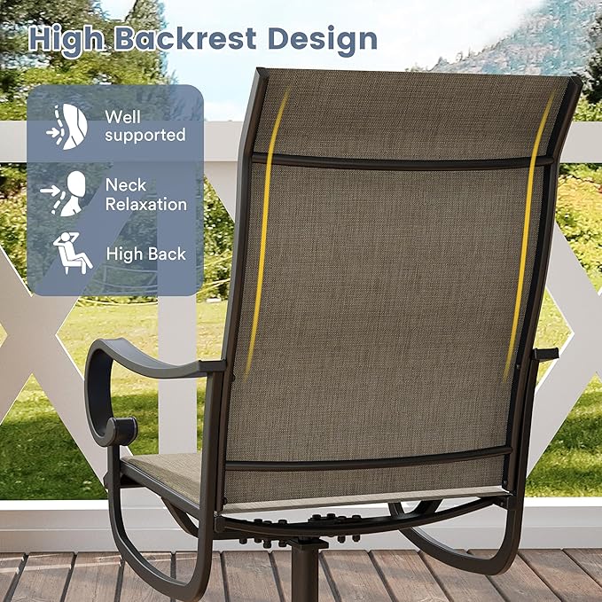 VICLLAX Swivel Patio Chairs Set of 6, 360-degree All-Weather Outdoor Swivel Chairs for Lawn Garden, Patio Dining Chairs, Black Metal Frame and Textilene Mesh Fabric