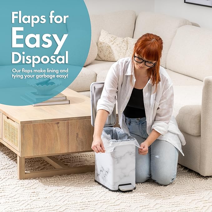 Trash Bags - Small Garbage Bags, Clear Trash Can Liners for Bathroom Bins, Bedroom, Office & Kitchen Waste, Multi-Purpose Household Wastebasket Cleaning Supplies - 2.6 Gallon, Pack of 20