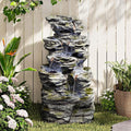 34.3" H Outdoor Water Fountain with LED Lights, 5-Tier Cascading Rock Waterfall for Yard, Garden, Patio, Outdoor Decor Water Features