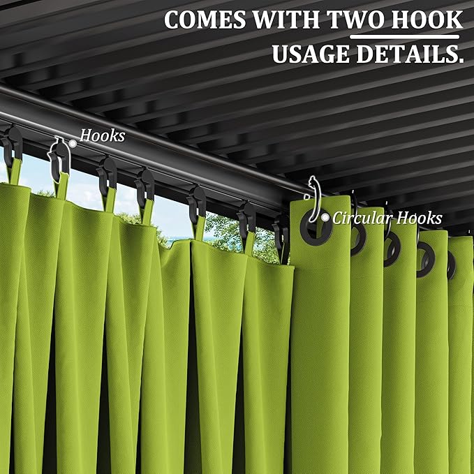 Gazebo Universal Replacement Privacy Curtain,10'×12' Gazebo Outdoor Waterproof Curtains, 4-Panels Sidewall Curtains with Double Zipper for Patio Canopy, Garden and Backyard (Curtain Only)