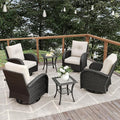6 Pieces Patio Furniture Sets, Wicker Rattan High Back Outdoor Swivel Rocking Chairs Set with Side Table