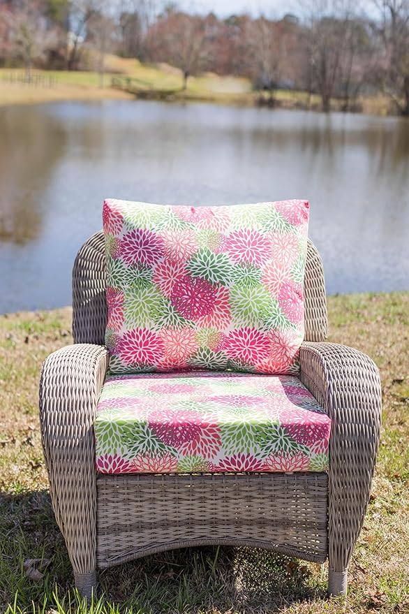 RSH DECOR Deep Seating Cushion with Pillow Back | 22” x 25” x 5" Seat | Water and Fade-Resistant Spun Fabric | Made in USA | Outdoor Chair Cushion Set for Patio Furniture (Yellow)