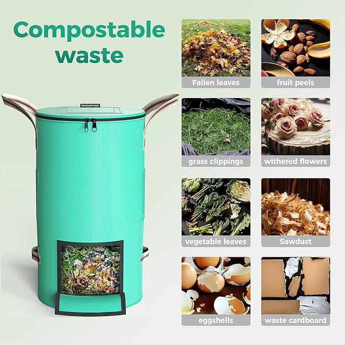Reusable Garden Yard Waste Bag – 32 Gallon Breathable Thickened Reusable Lawn Bag, with 4 Handles for Easy Moving & Foldable Design, for Leaf & Miscellaneous Debris Collection(Green)