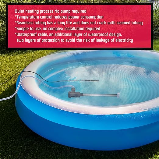 2000W Titanium Submersible Electric Immersion Water Heater with Temp Control & GFCI – Portable Heater for Hot Tubs, Above-Ground Pools, Inflatable Pools, Baptism Pools, Spa Tubs & Bathtubs