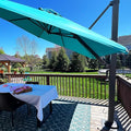 PURPLE LEAF 11 FT Square Patio Umbrella Large Outdoor Aluminum Offset Umbrella with 360-degree Rotation Cantilever Umbrella for Garden Deck Backyard Pool, Turquiose Blue