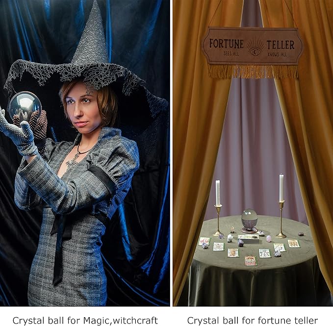 Clear Crystal Ball with Stand 100mm/3.9 inch for Fortune Teller Accessories,Decorative Ball,Magic,lensball Photography,Feng Shui,Witchcraft Decor,Scrying,Large Quartz Crystal Orb Prop Glass Sphere