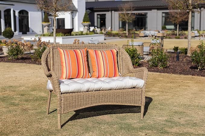 RSH DECOR: Sunbrella Lumbar & Square Pillows Set of 4 | 20" x 12" & 17" x 17" | Water and Fade-Resistant Performance Fabric | Outdoor Throw Pillows for Patio Furniture | Dolce Mango