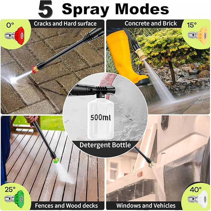 2025New Pressure Power Washer 4500PSI with 4 Quick Connect Nozzles,Inlet Hose & Filter, Foam Cannon for Cars/Fences/Driveways/Patios/Home Cleaning(Navy Blue)