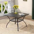 DIFY Square Patio Dining Table for 4, 38" Black Outdoor Metal Dining Table with 1.57" Umbrella Hole for Backyard, Lawn, Garden and Deck