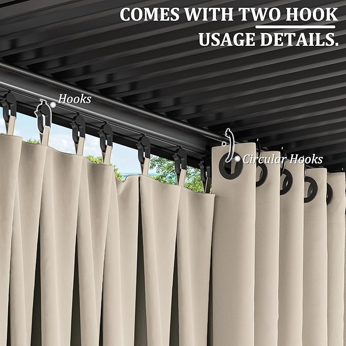 Gazebo Universal Replacement Privacy Curtain,12'×14' Gazebo Outdoor Waterproof Curtains, 4-Panels Sidewall Curtains with Double Zipper for Patio Canopy, Garden and Backyard (Curtain Only)