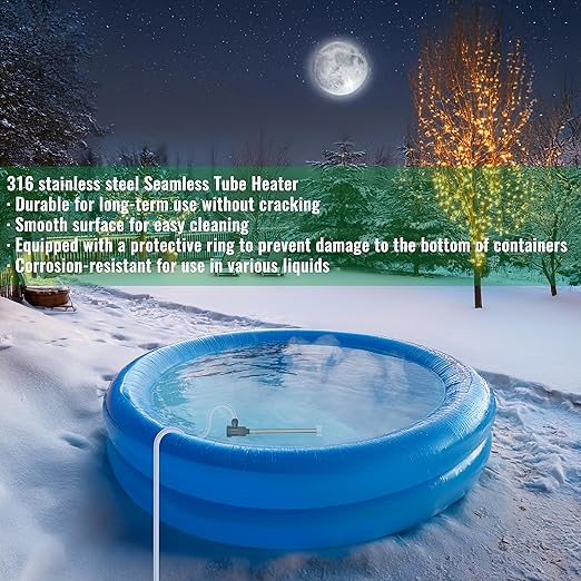 2000W Fully Submersible Water Heater for Swimming Pool & Bathtub – Portable Immersion Electric Heater with Temp Control & WiFi Timer for Hot Tub, Above Ground Pool and Inflatable Pool