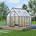 6'x9' Aluminum-Framed Polycarbonate Greenhouse, Heavy Duty Polycarbonate Greenhouse with Quick Setup Structure and Roof Vent, Large Enhanced Aluminum GreenhouseKit for Outdoors