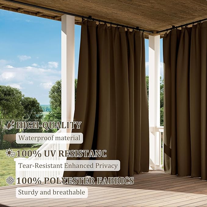 Gazebo Universal Replacement Privacy Curtain,10'×13' Gazebo Outdoor Waterproof Curtains, 4-Panels Sidewall Curtains with Double Zipper for Patio Canopy, Garden and Backyard (Curtain Only)