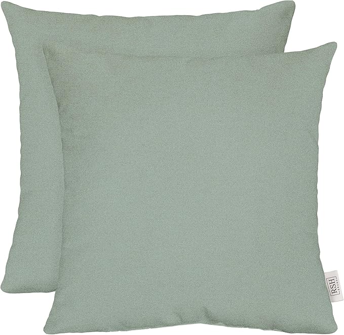 RSH DECOR: Sunbrella Square Throw Pillows Set of 2 | 20" x 20" | Water and Fade-Resistant Performance Fabric | Outdoor Pillow Covers with Down-Alternative Inserts | Made in USA (Cast Mist Green)