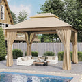 AOXUN Outdoor Gazebo for Patio 10x12, Metal Frame Canopy with Double Roofs, Heavy Duty Party Tent and Shelter with Mosquito Netting and Privacy Screen for Backyard, Lawn, Garden, Deck