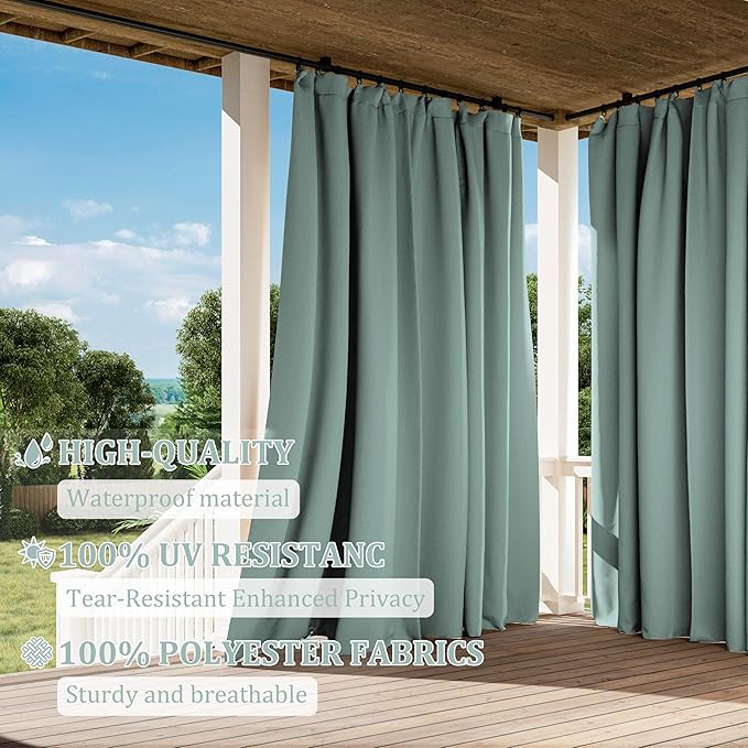 Gazebo Universal Replacement Privacy Curtain,10'×13' Gazebo Outdoor Waterproof Curtains, 4-Panels Sidewall Curtains with Double Zipper for Patio Canopy, Garden and Backyard (Curtain Only)