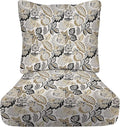 RSH DECOR Deep Seating Cushion with Pillow Back | 24” x 23” Seat | Water and Fade-Resistant Spun Fabric | Outdoor Chair Cushion Set for Patio Furniture | Dailey Pewter Black Floral
