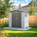4x6FT Outdoor Storage Shed, Wood Garden Shed with Sloping Roof and Lockable Door,Tool Shed Bike Shed for Backyard Garden Patio Lawn,Gray