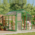 6x8 FT Greenhouse, Easy Assembly Aluminum Polycarbonate Greenhouses for Outdoors with Roof Vent, Large Aluminum Walk-in Greenhouse for Sunroom Patio, Backyard, Garden, Sliding Lockable Door, Green