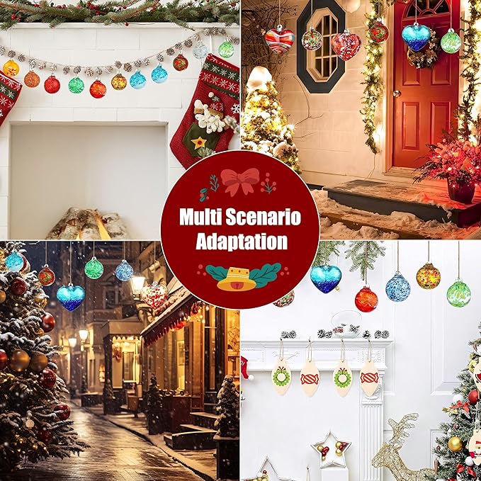 Hand Blown Glass Gazing Balls for Garden Hanging Friendship Balls Christmas Ball Ornaments for Xmas Tree Decoration (Blue - A)