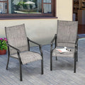 NUU GARDEN Outdoor Dining Chair Set of 2, Breathable Textilene Fabric and Aluminum Frame with Backrest and Armrests, Quick-Dry and Rust-Resistant, Patio Chairs for Lawn, Garden, Grayish Brown
