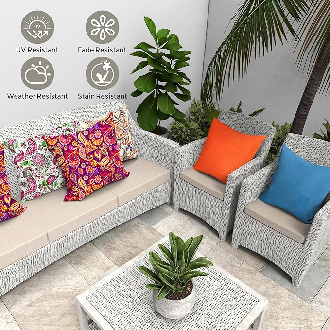 Outdoor Pillows Set of 2, 12''×20''Waterproof Throw Pillow for Patio Furniture, Feathers and Down Filled Outside Decorative Pillows Inserts for Garden, Porch Swing, Couch and Sofa