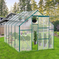 Favfurish 6X10 FT All Season Heavy Duty Walk-in Greenhouses, Outdoor Polycarbonate Plants Green House for Backyard Garden, Sliding Door Raised Base Anchor Aluminum, Green