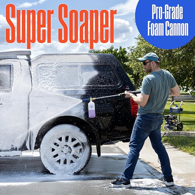 Westinghouse Foam Cannon for Pressure Washers - 3600 Max PSI, 1/4” Connector - for Gas and Electric Pressure Washers