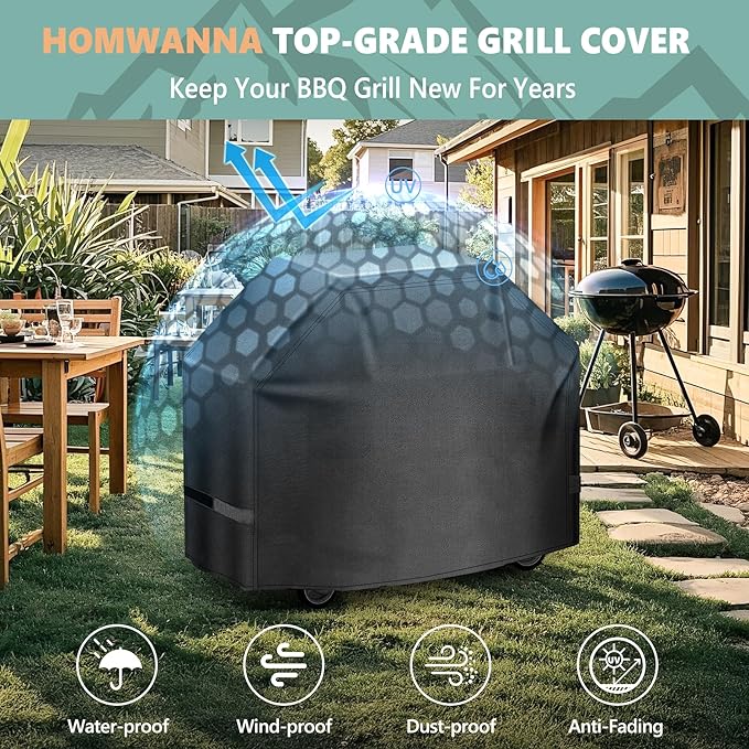 Grill Cover 52 Inch - 600D BBQ Cover for Weber Spirit 300 & Spirit 400 Series Grills - Outdoor Barbecue Covers Waterproof Heavy Duty for Weber Spirit E310, E315, E325, E330, E-425 and E-435