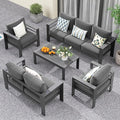 Solaste Aluminum Patio Furniture Set for All Weather, Oversized Metal Outdoor Furniture Set with 27.5" Deep Seating and 3.2" Wide Armrest, Outdoor Patio Conversation Sets with 5" Cushion, Dark Grey