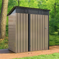 5x3 FT Outdoor Storage Shed, Garden Shed with Updated Frame Structure and Lockable Doors, Metal Tool Sheds for Backyard Garden Patio Lawn,Brown