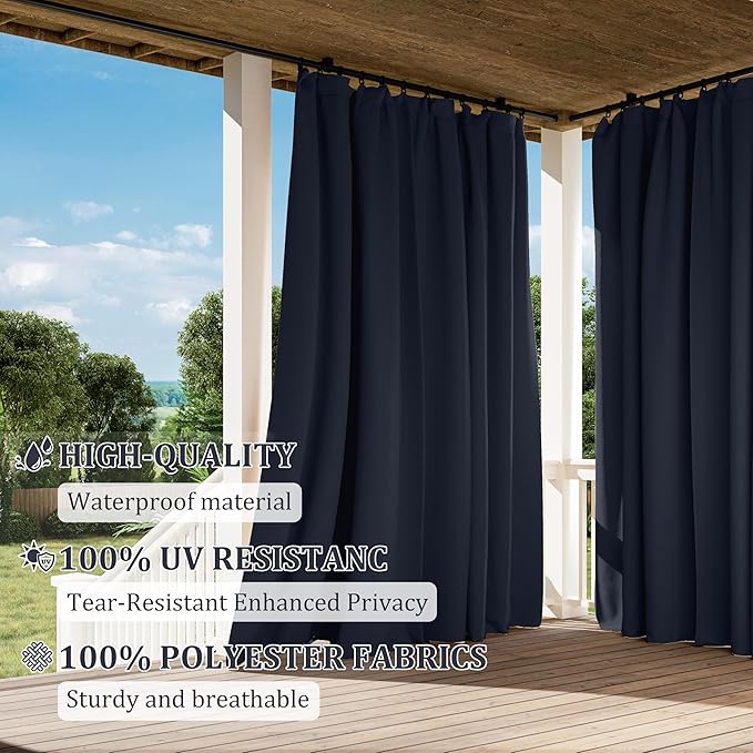 Gazebo Universal Replacement Privacy Curtain,10'×12' Gazebo Outdoor Waterproof Curtains, 4-Panels Sidewall Curtains with Double Zipper for Patio Canopy, Garden and Backyard (Curtain Only)