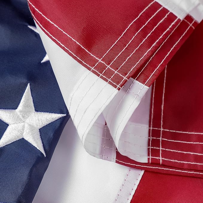 American Flag 4x6 ft: Long Lasting US Flag, Heavy Duty Nylon, Embroidered Stars, Sewn Stripes, Brass Grommets, UV Protection Perfect for Outdoors! USA Flag