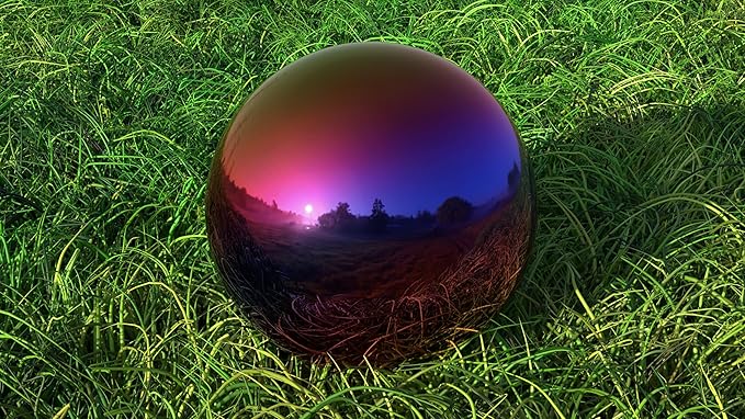 Lulu Decor, Rainbow Stainless Steel Gazing Mirror Ball Size 14, Smooth Reflective Shiny Garden Decoration Globe