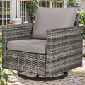 Outdoor Patio Swivel Rocker Chairs - Single Wicker Patio Swivel Rocking Chair with Waterproof Wicker,Comfortable Cushions and Sturdy Metal Frame for Outside Porch Deck Backyard(Mixed Grey/Grey/1PC)