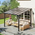 10x10FT Lean to Gazebo, Hardtop Metal Pergola with Polycarbonate Roof, Large Wall Mounted Heavy Duty Awnings, Patio Canopy for Backyard, Deck, Porch