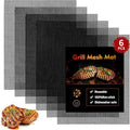 Grill Mesh Mat Set of 6, Non Stick BBQ Grill mats, Heavy Duty Grilling mats Barbecue Grill Accessories, Reusable and Easy to Clean, Works on Gas, Charcoal, Pellet Grill and More, 15.75 x 13inch, Black