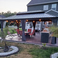 PURPLE LEAF 12' X 18' Permanent Hardtop Gazebo Aluminum Gazebo with Galvanized Steel Double Roof for Patio Lawn and Garden, Curtains and Netting Included, Grey