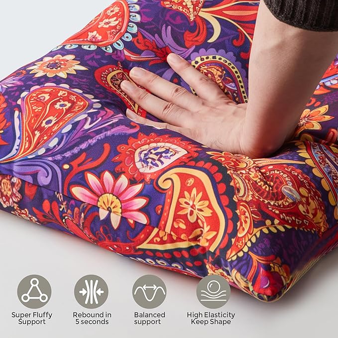 Outdoor Pillows Set of 2, 18''×18''Waterproof Throw Pillow for Patio Furniture, Feathers and Down Filled Outside Decorative Pillows Inserts for Garden, Porch Swing, Couch and Sofa