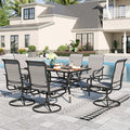 Sophia & William Patio Dining Sets Outdoor Dining Set for 6 Patio Table and Chairs Set 7 Pieces with Swivel Patio Chairs, 61"x 38" Wood Like Metal Table for Garden Pool All Weather Grey